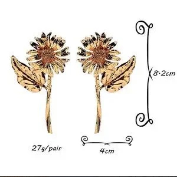 Zara gold Sunflower Earrings - Picture 5 of 5